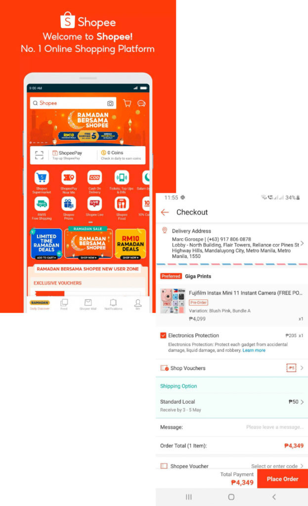 shopee app screens
